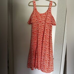 Ann Taylor Women’s Maxi Dress size 10 Tropical Orange & White Sleeveless